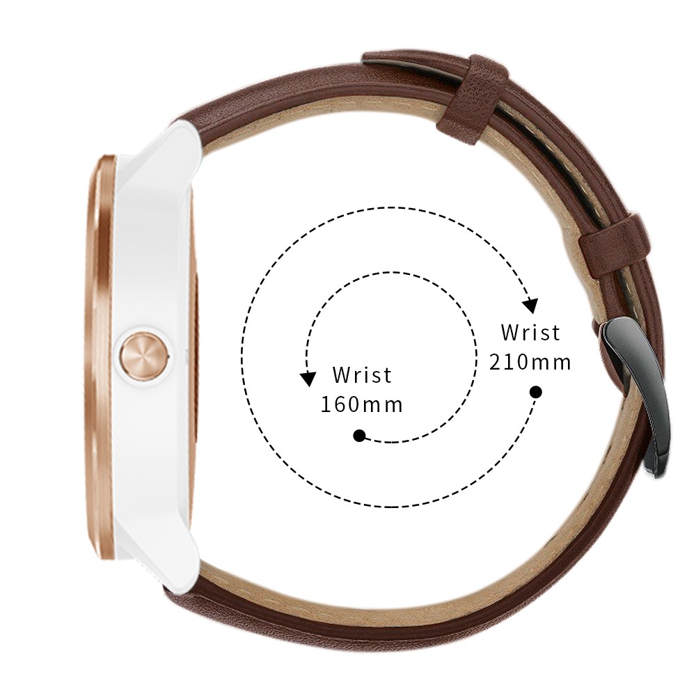 For Garmin Vivoactive 3/Vivomove HR Top-layer Cowhide Leather Watch Strap 20mm - Brown-11