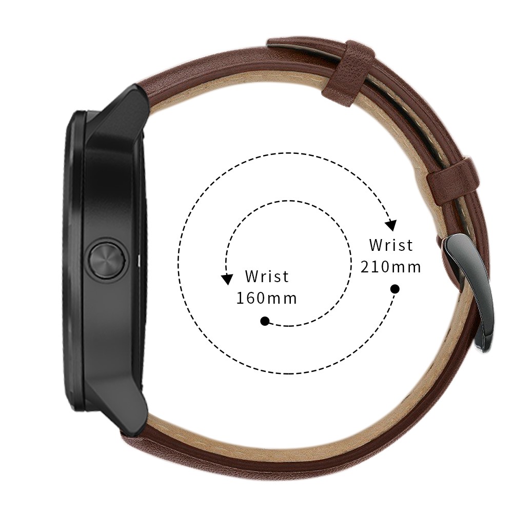 For Garmin Vivoactive 3/Vivomove HR Top-layer Cowhide Leather Watch Strap 20mm - Brown-5