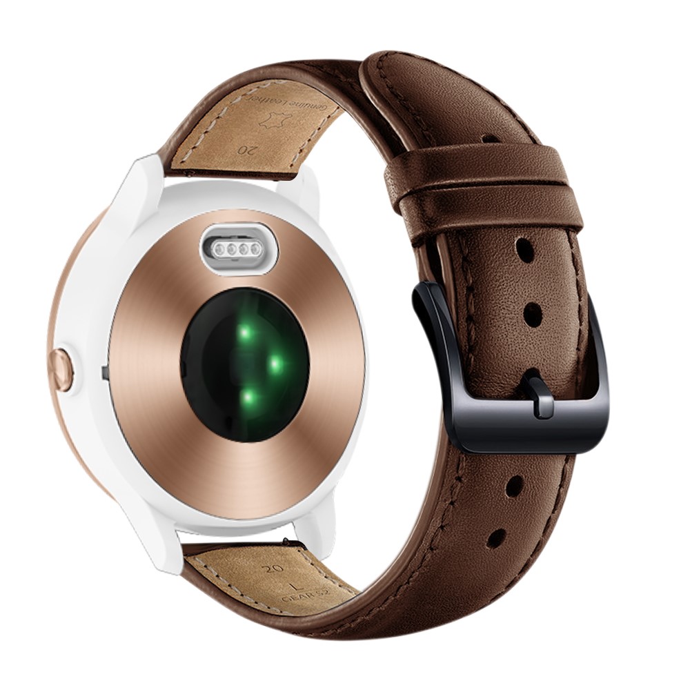 For Garmin Vivoactive 3/Vivomove HR Top-layer Cowhide Leather Watch Strap 20mm - Brown-7