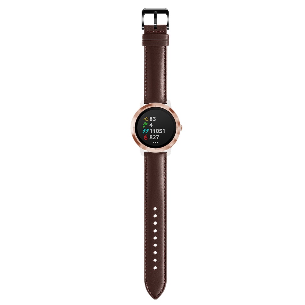 For Garmin Vivoactive 3/Vivomove HR Top-layer Cowhide Leather Watch Strap 20mm - Brown-9