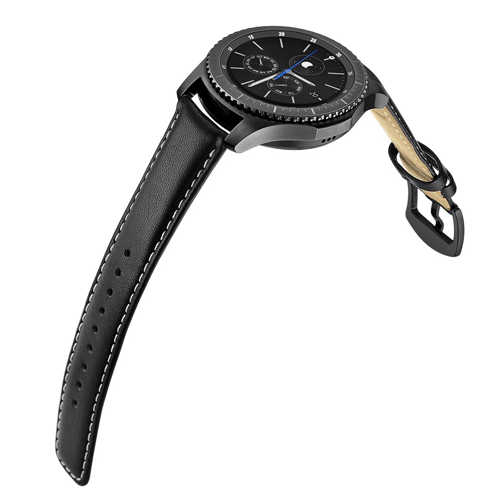 Remplacement de Sangle de Montre de Montre Intelligent en Cuir Authentique de 22 mm Pour la Frontière Samsung Gear S3 Classic / Gear S3 - le Noir-7