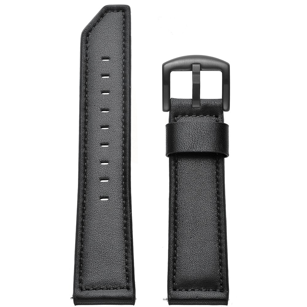 For Samsung Gear S3 Classic/S3 Frontier Genuine Leather Watch Strap Replacement Band 22mm - Black-7