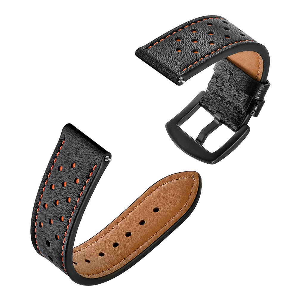 Holes Decor Genuine Leather Smart Watch Band for Samsung Gear S3 Classic/Frontier - Black-4