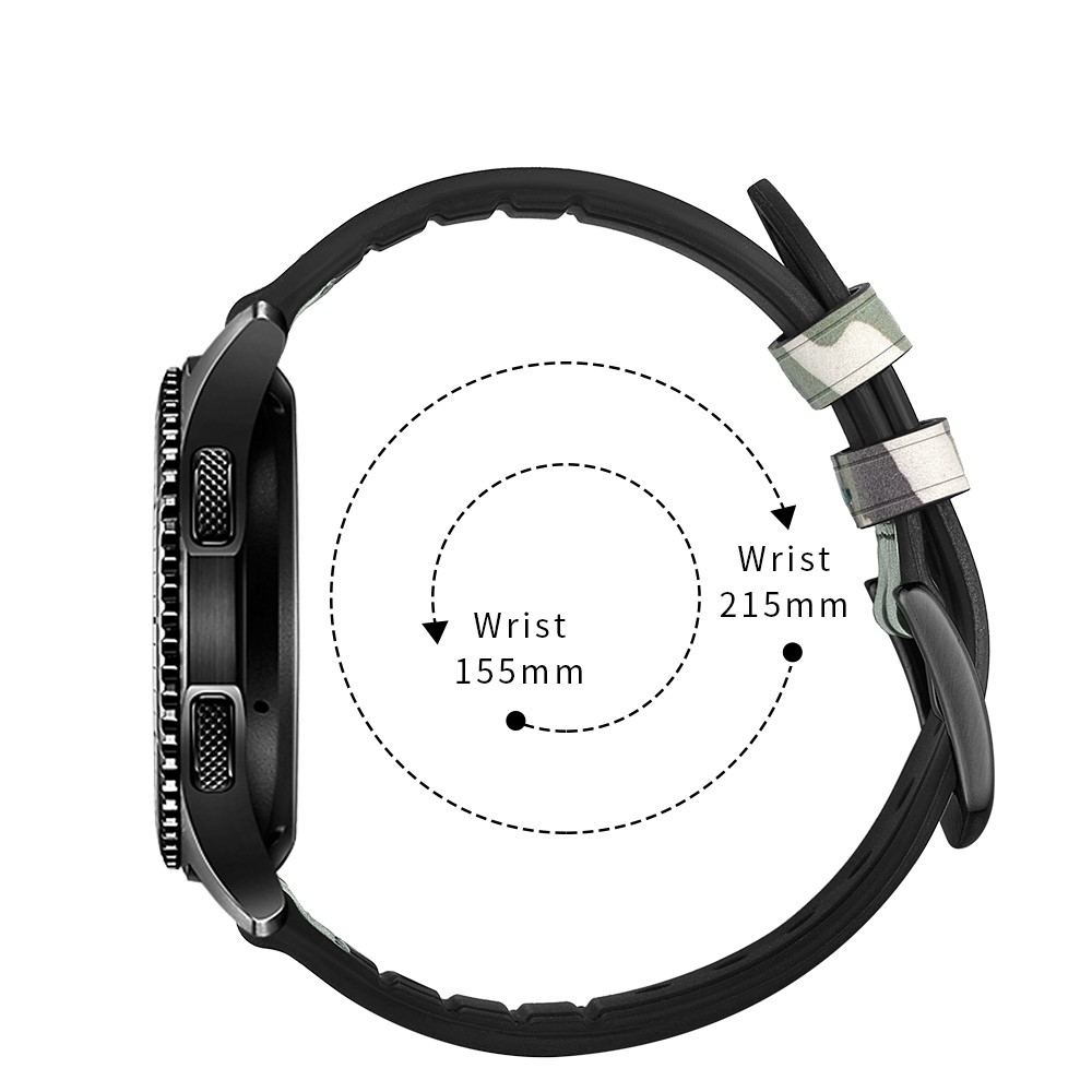 22mm Silicone + Leather Camouflage Watch Strap for Samsung Gear S3 Classic/S3 Frontier - Camouflage Green-4