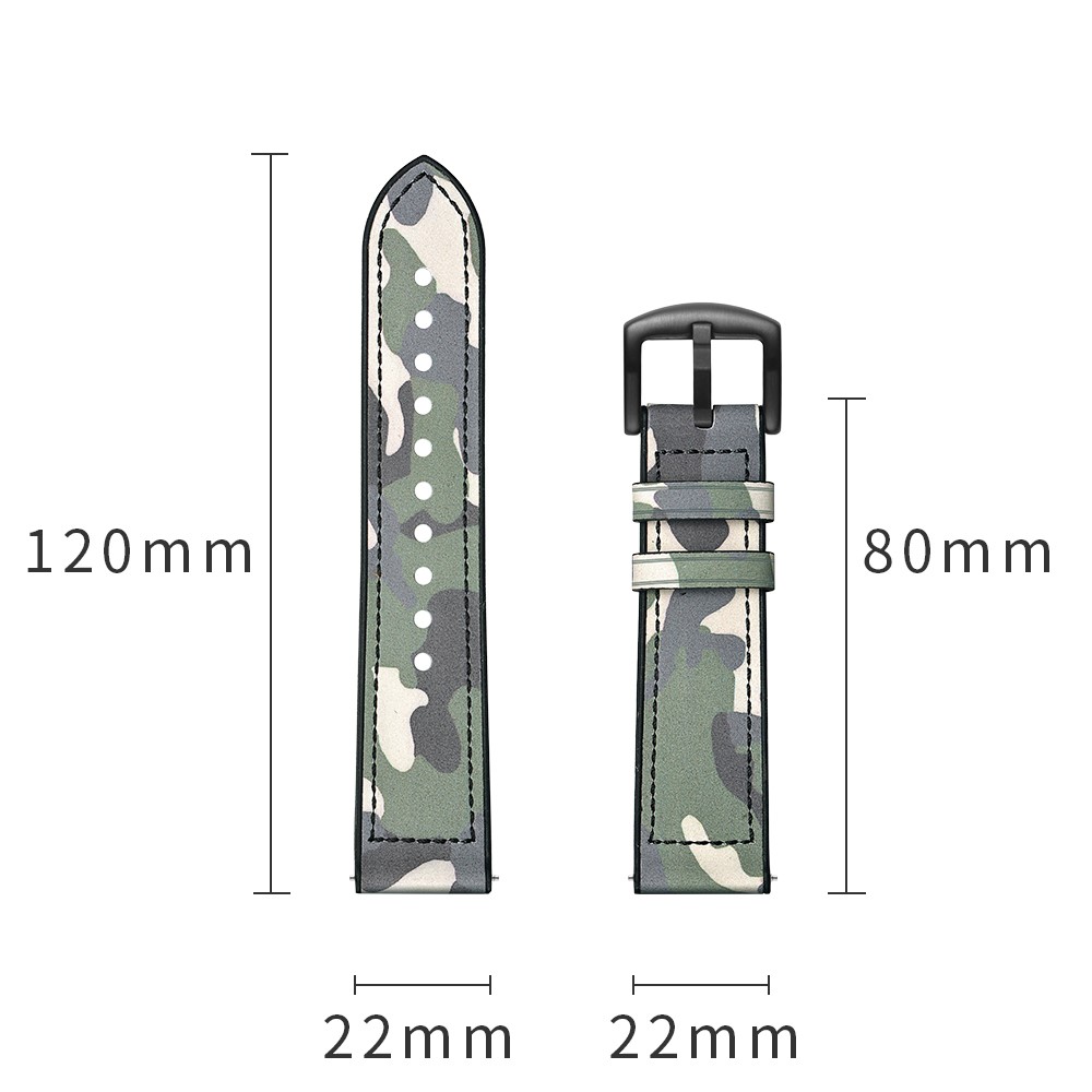 Correa de Reloj de Camuflaje de 22 mm de Cuero Para Samsung Gear S3 Classic/S3 Frontier - Verde Camuflaje