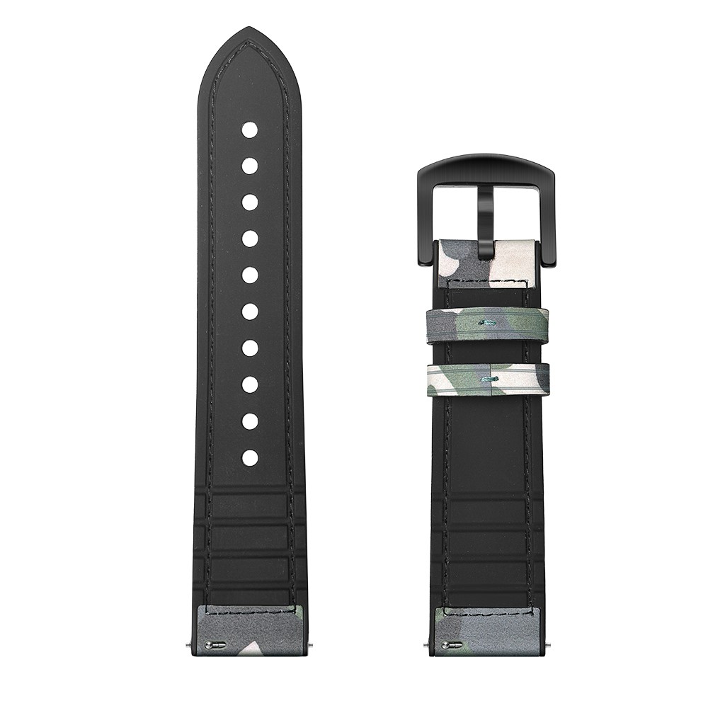 22mm Silicone + Leather Camouflage Watch Strap for Samsung Gear S3 Classic/S3 Frontier - Camouflage Green-7