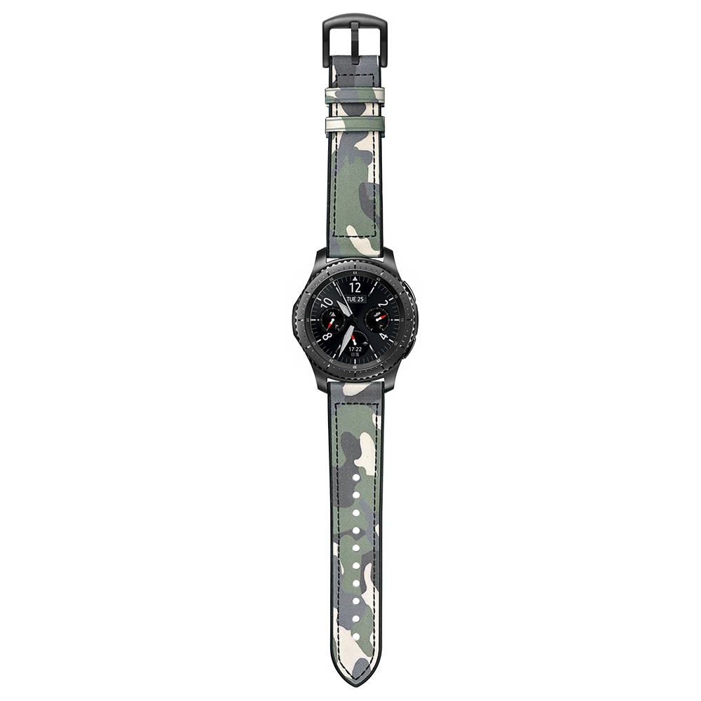 Correa de Reloj de Camuflaje de 22 mm de Cuero Para Samsung Gear S3 Classic/S3 Frontier - Verde Camuflaje