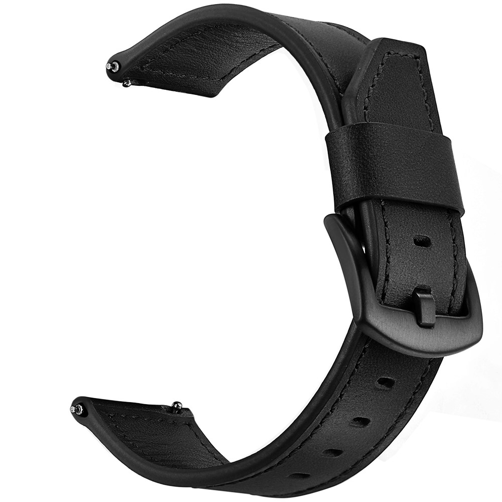 For Samsung Gear S3 Classic/S3 Frontier 22mm Knife Tail Genuine Leather Watch Strap Replacement Band - Black-1