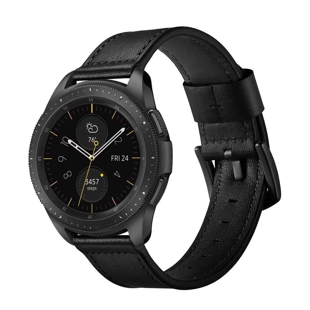 For Samsung Gear S3 Classic/S3 Frontier 22mm Knife Tail Genuine Leather Watch Strap Replacement Band - Black-2