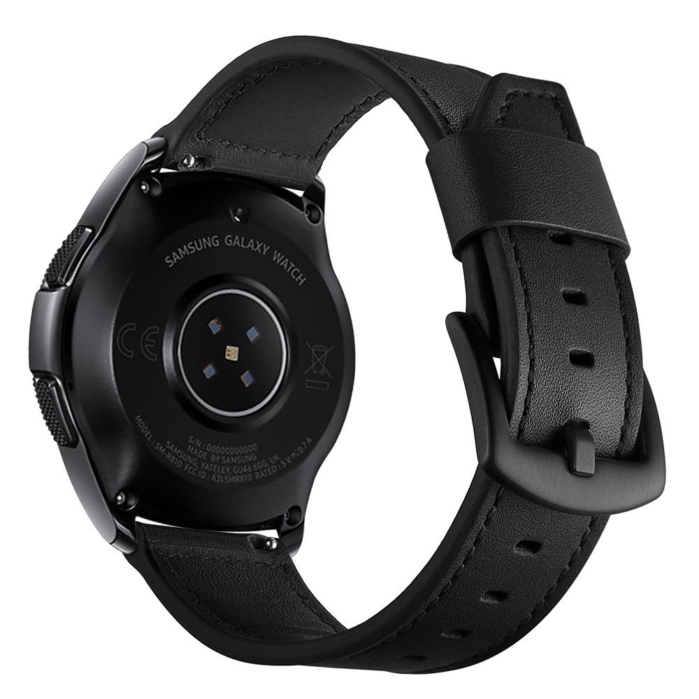 For Samsung Gear S3 Classic/S3 Frontier 22mm Knife Tail Genuine Leather Watch Strap Replacement Band - Black-3