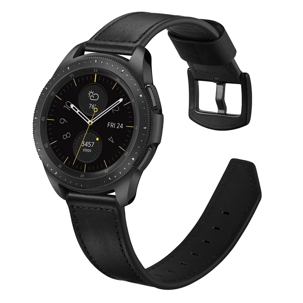 For Samsung Gear S3 Classic/S3 Frontier 22mm Knife Tail Genuine Leather Watch Strap Replacement Band - Black-4