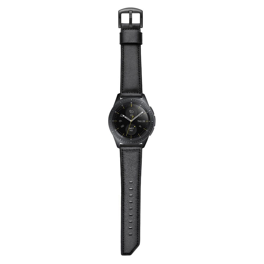For Samsung Gear S3 Classic/S3 Frontier 22mm Knife Tail Genuine Leather Watch Strap Replacement Band - Black-7