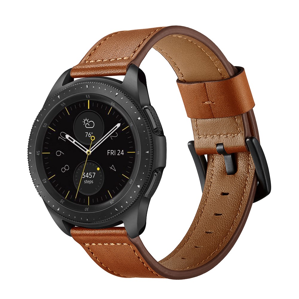 Pour Samsung Gear S3 Classic / S3 Frontier 22 mm Tail Couteau Authentique Band de Remplacement de la Montre en Cuir - Brun