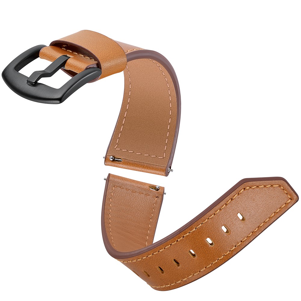 For Samsung Gear S3 Classic/S3 Frontier 22mm Knife Tail Genuine Leather Watch Strap Replacement Band - Brown-7
