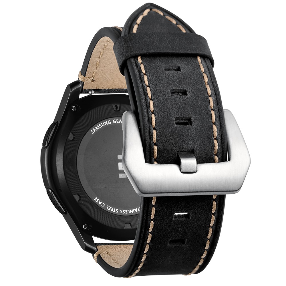 22mm Genuine Leather Watch Strap for Samsung Gear S3 Classic / S3 Frontier - Black-4