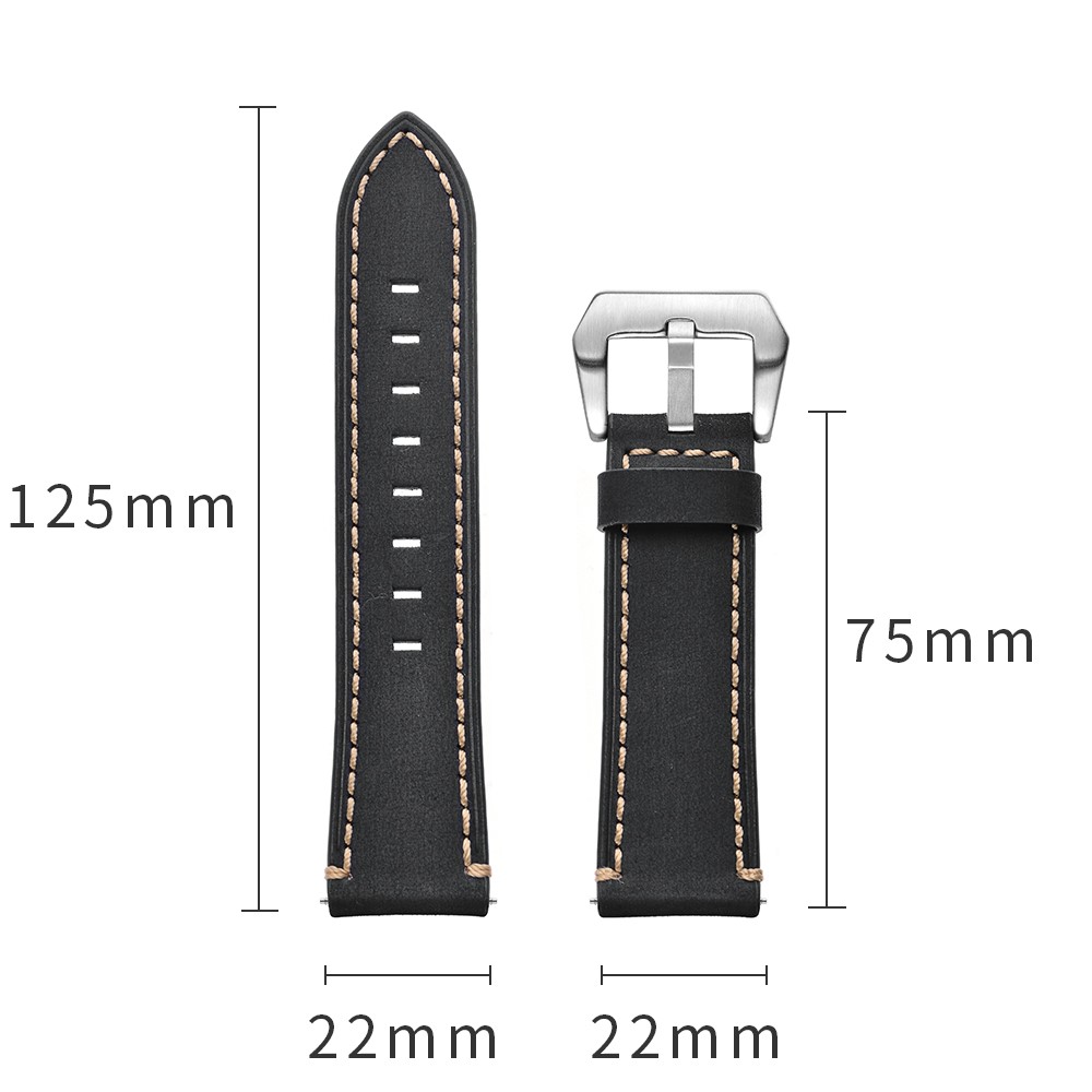 22mm Genuine Leather Watch Strap for Samsung Gear S3 Classic / S3 Frontier - Black-5