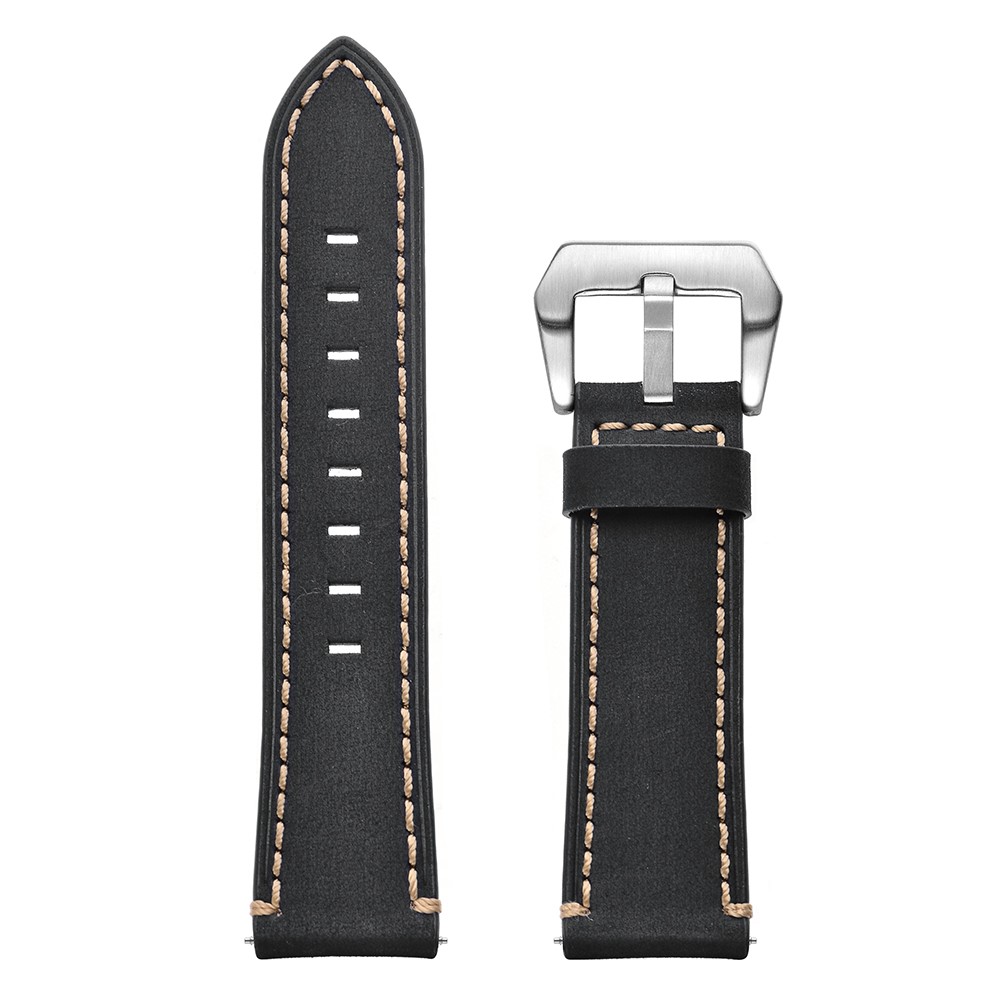 22mm Genuine Leather Watch Strap for Samsung Gear S3 Classic / S3 Frontier - Black-6