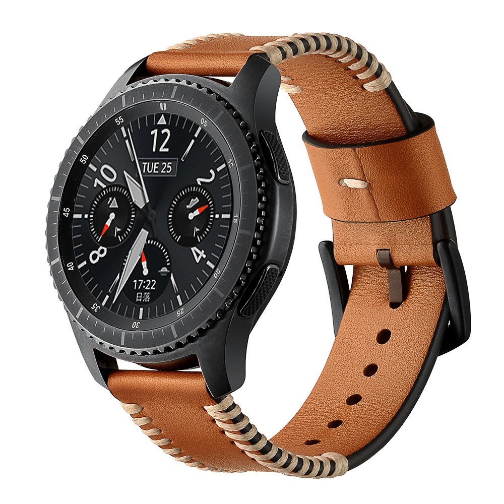 22mm Top Layer Cowhide Leather Watch Strap Watchband Replacement for Samsung Gear S3 Classic/S3 Frontier - Brown-2