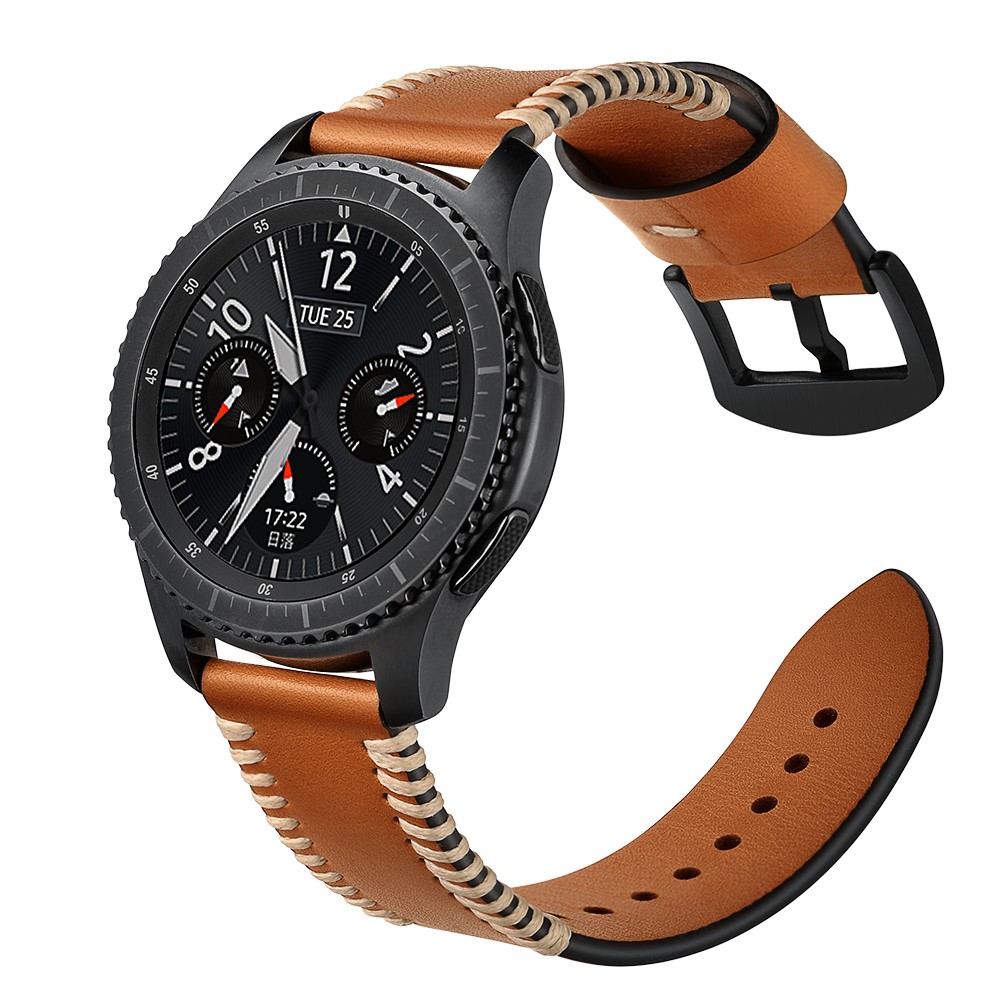 22mm Top Layer Cowhide Leather Watch Strap Watchband Replacement for Samsung Gear S3 Classic/S3 Frontier - Brown-3