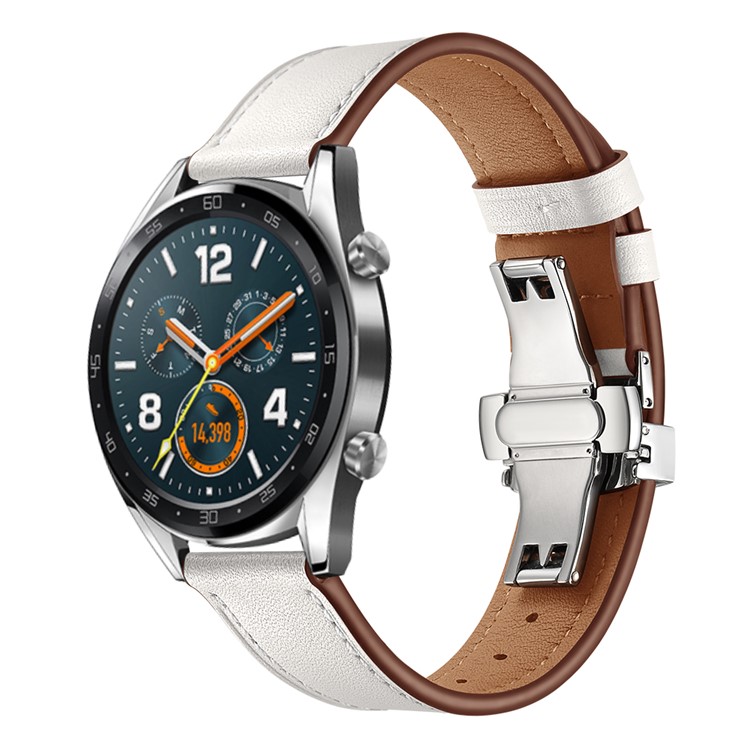 Wholesale 22mm High-quality Genuine Leather Watch Strap Replacement for Huawei  Watch GT1 / 2 / Watch Magic - White+Silver from China | TVC-Mall.com