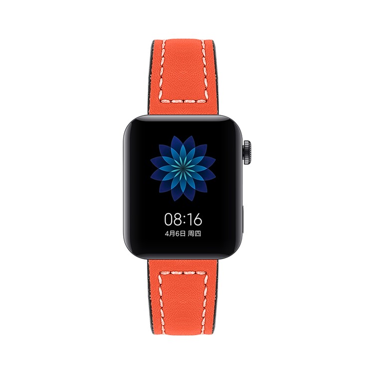 Genuine Leather Watch Strap Smart Watch Band Watchband for Xiaomi Mi Watch - Orange-3