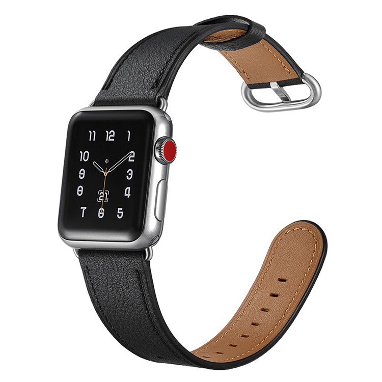 Obere Schicht Rindleder Uhrenarmband Ersatz Für Apple Watch Serie 1/2/3 38mm / Serie 4/5 40mm - Schwarz-1