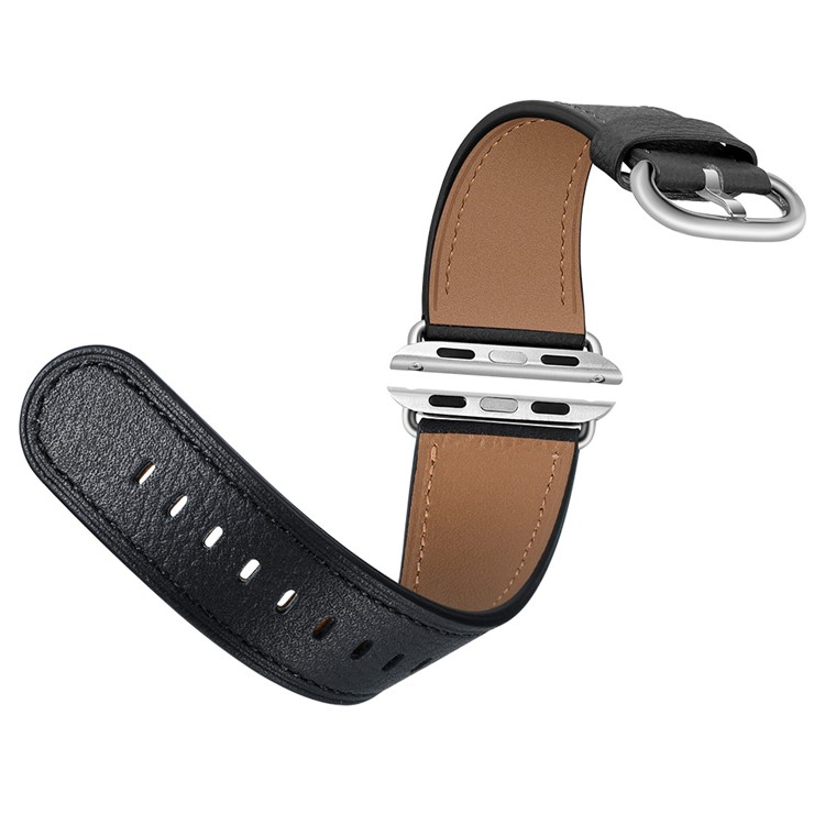 Obere Schicht Rindleder Uhrenarmband Ersatz Für Apple Watch Serie 1/2/3 38mm / Serie 4/5 40mm - Schwarz-2