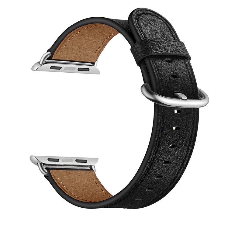 Obere Schicht Rindleder Uhrenarmband Ersatz Für Apple Watch Serie 1/2/3 38mm / Serie 4/5 40mm - Schwarz-6
