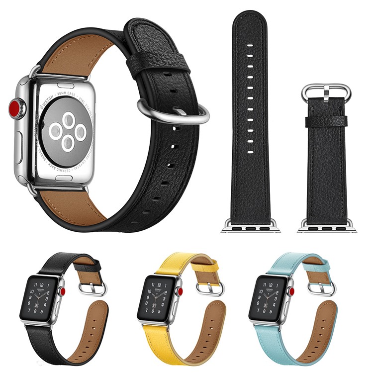 Obere Schicht Rindleder Uhrenarmband Ersatz Für Apple Watch Serie 1/2/3 38mm / Serie 4/5 40mm - Schwarz-8