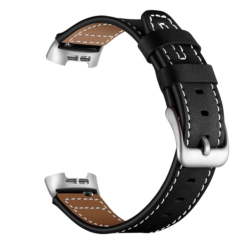 Genuine Leather Coated Smart Watch Band Strap for Fitbit Charge 3 - Black-2