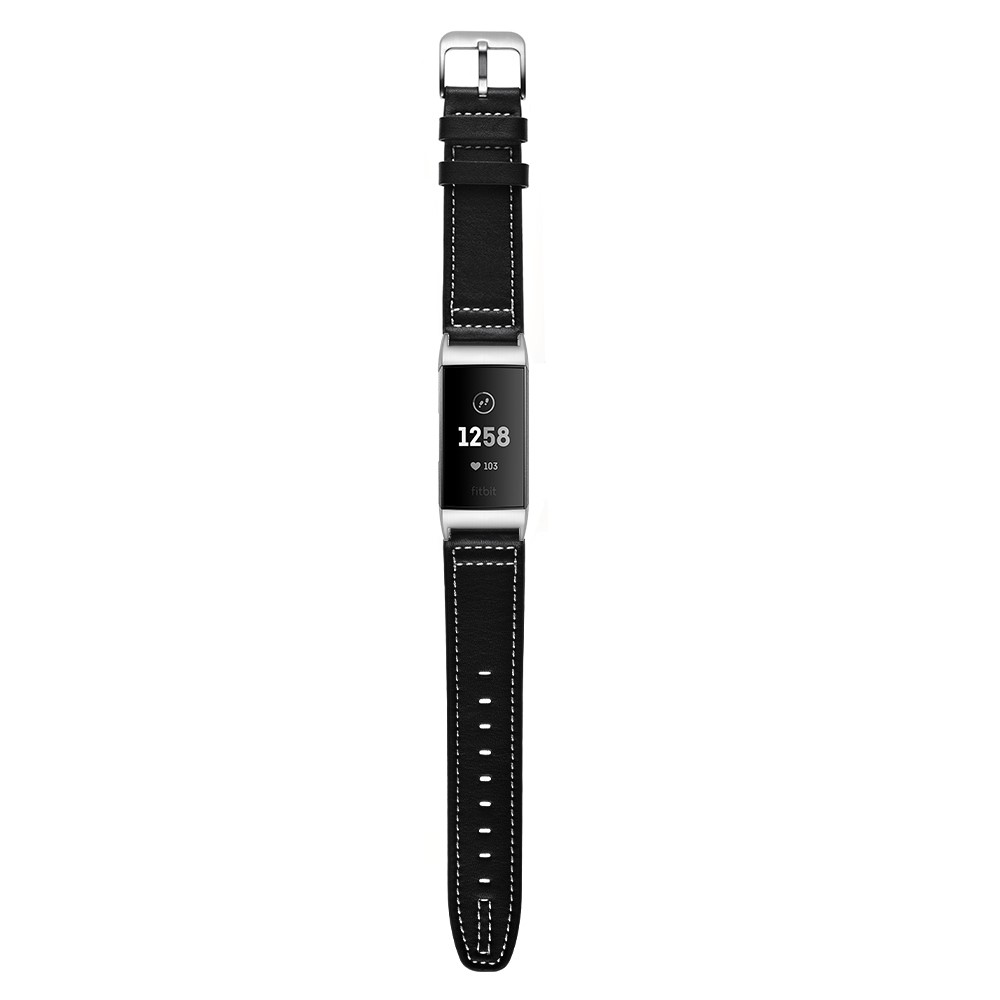 Genuine Leather Coated Smart Watch Band Strap for Fitbit Charge 3 - Black-7