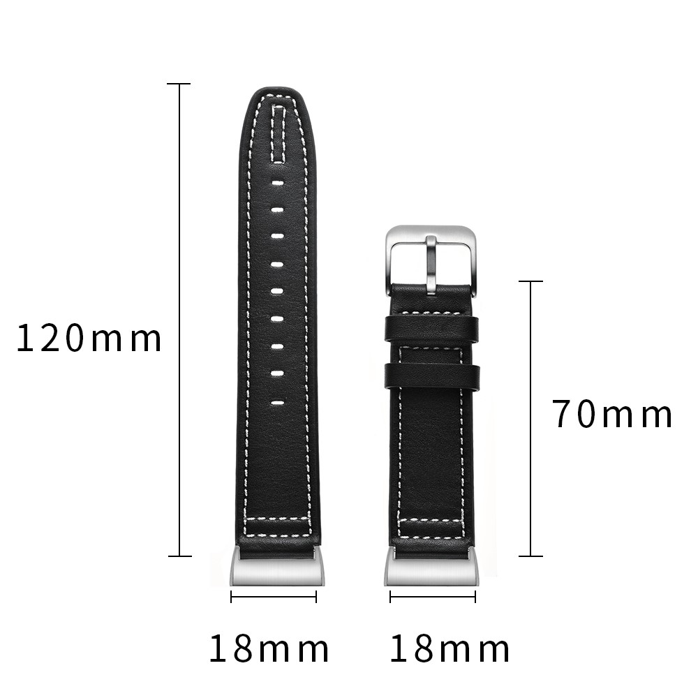 Genuine Leather Coated Smart Watch Band Strap for Fitbit Charge 3 - Black-8