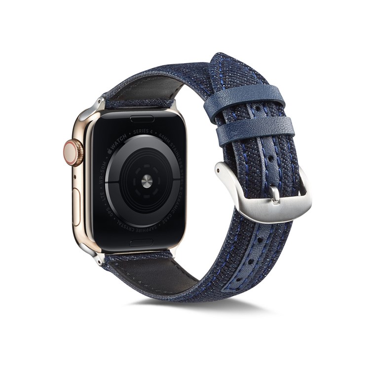 Jean Cloth Texture Watch Strap Replacement for Apple Watch Series 1/2/3 42mm / Series 4/5 44mm - Dark Blue-4