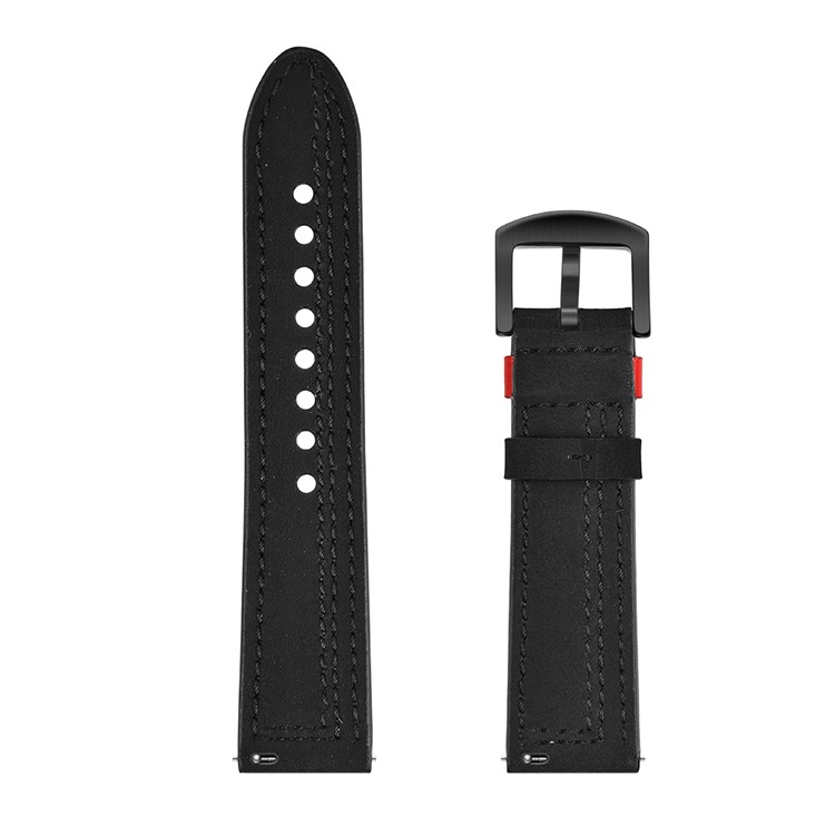 Stitching Decor Top-layer Genuine Leather Smart Watch Replacement Strap for Fitbit Ionic - Black-2