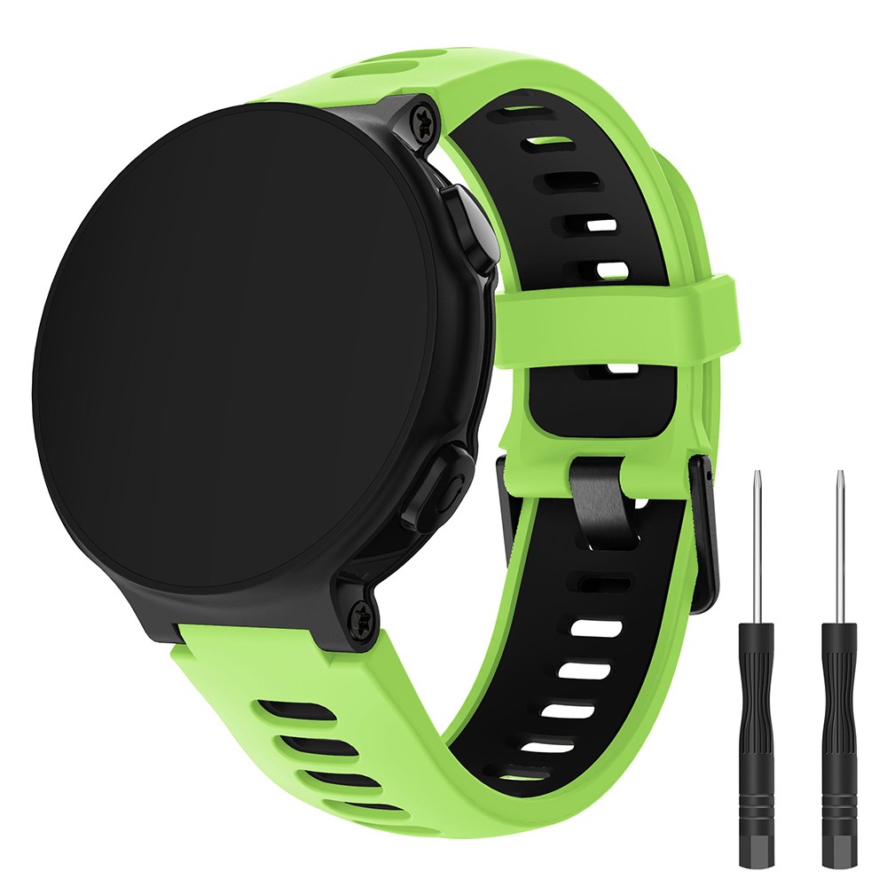 Band Di Orologi In Silicone Per Garmin Forerunner 735xt 220 230 235 620 630, Cinturino Da Polso A Doppio Colore Con Fibbia Nera - Verde / Nero-2