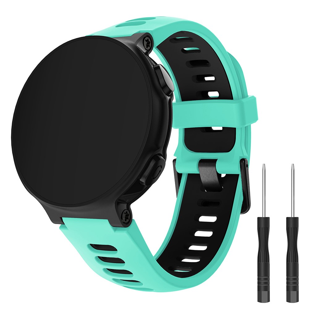 Silicone Watch Band Black Buckle for Garmin Forerunner 735XT 220 230 235 620 630 - Cyan / Black-2
