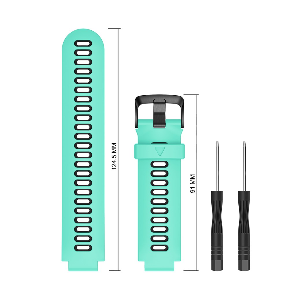 Silicone Watch Band Black Buckle for Garmin Forerunner 735XT 220 230 235 620 630 - Cyan / Black-4