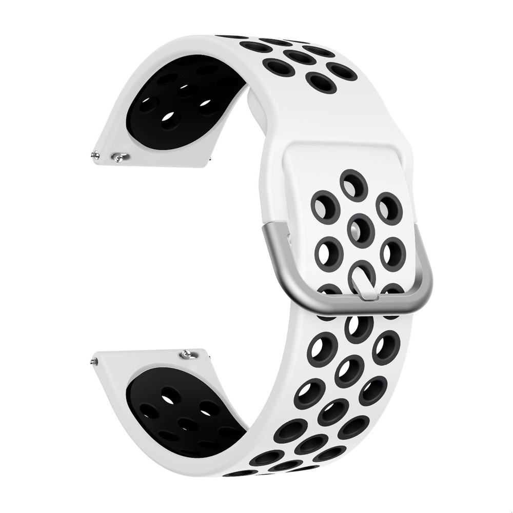 

Metal Buckle Silicone Smart Watch Band Replacement for Fitbit Versa/Versa 2 - White/Black, Fitbit Versa