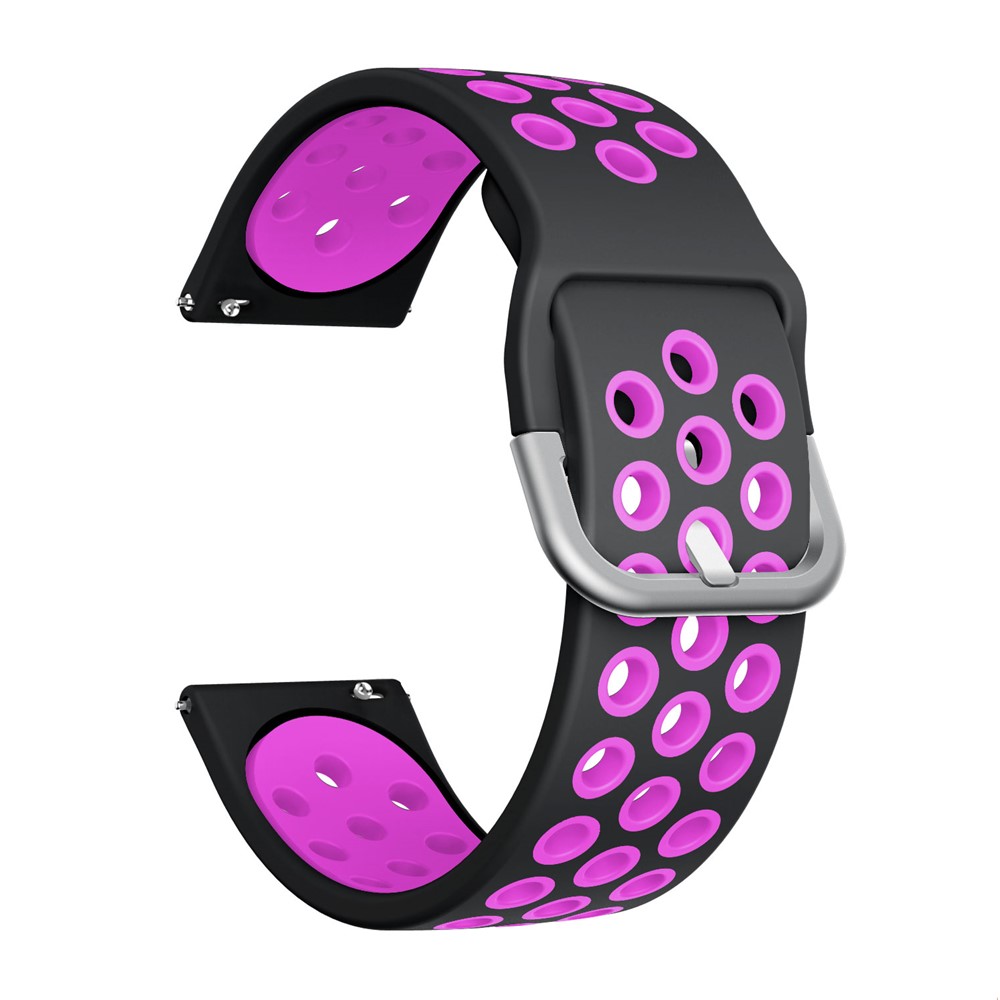 

Metal Buckle Silicone Smart Watch Band Replacement for Fitbit Versa/Versa 2 - Black/Purple, Fitbit Versa