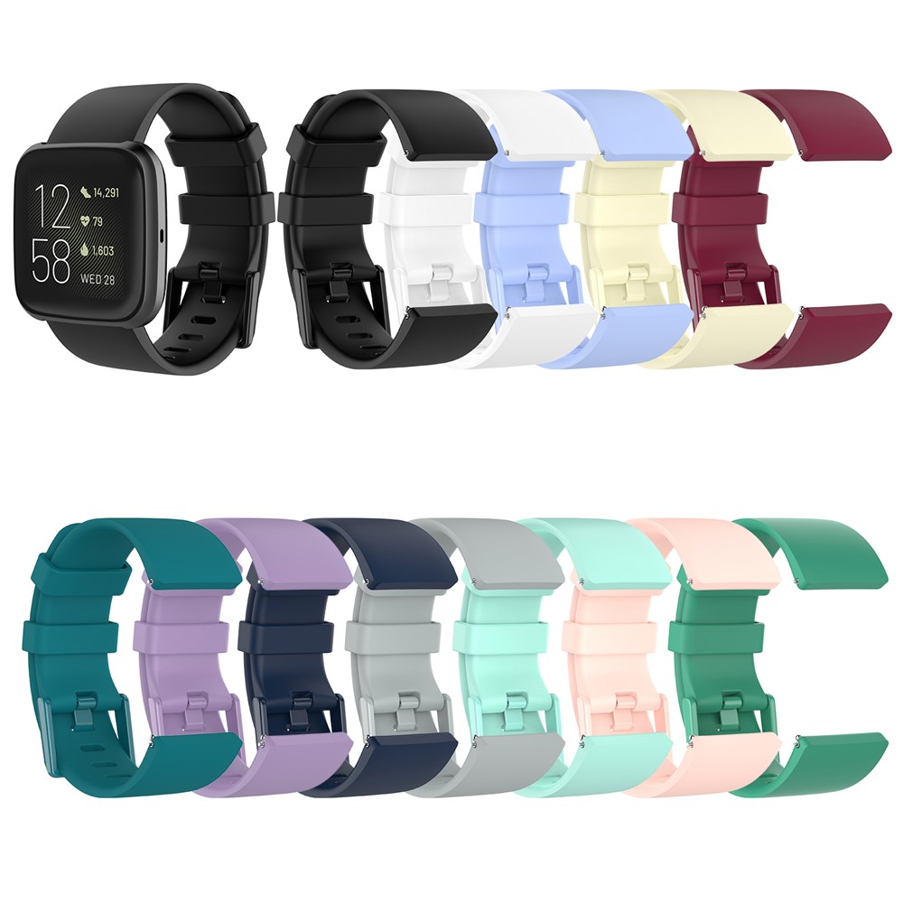 Silicone Replacement Wrist Strap for Fitbit Versa 2/Versa Lite - Black / Size: S-7