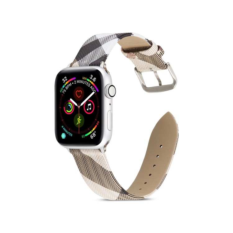 Geometric Pattern Genuine Leather Watch Replacement Strap for Apple Watch Series 1/2/3 38mm / Series 4/5 40mm - Black/Grey-1
