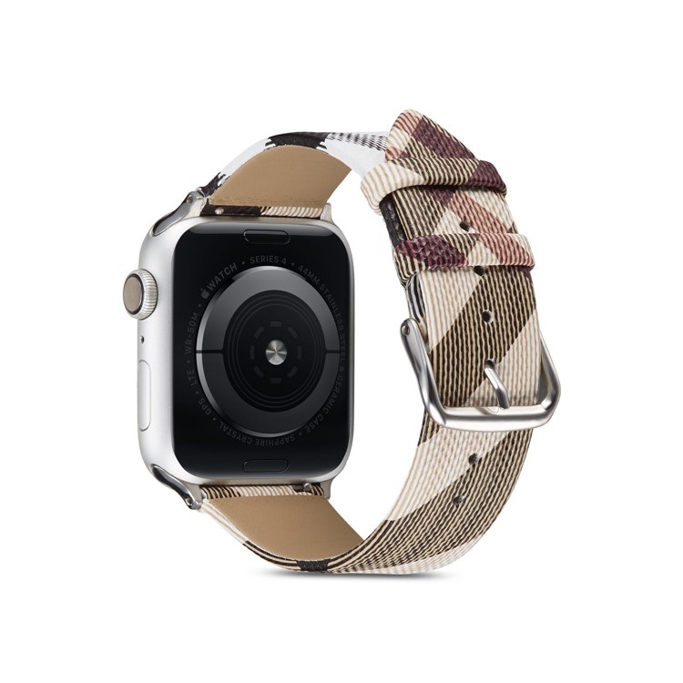 Geometric Pattern Genuine Leather Watch Replacement Strap for Apple Watch Series 1/2/3 38mm / Series 4/5 40mm - Black/Grey-3