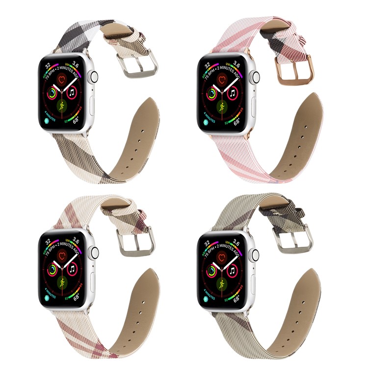 Geometric Pattern Genuine Leather Watch Replacement Strap for Apple Watch Series 1/2/3 38mm / Series 4/5 40mm - Black/Grey-5