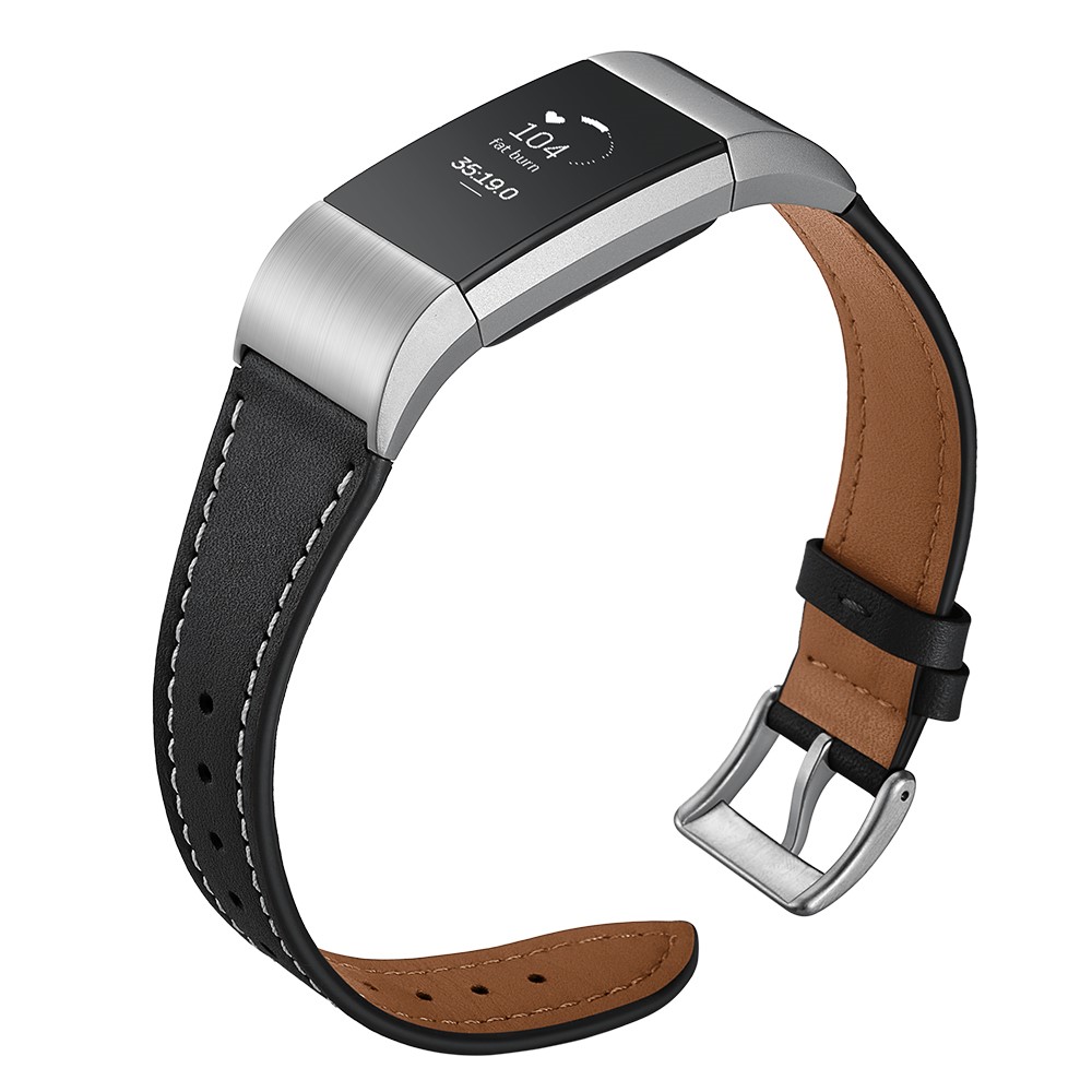 Genuine Leather Coated Smart Watch Band for Fitbit Charge 2 - Black-4