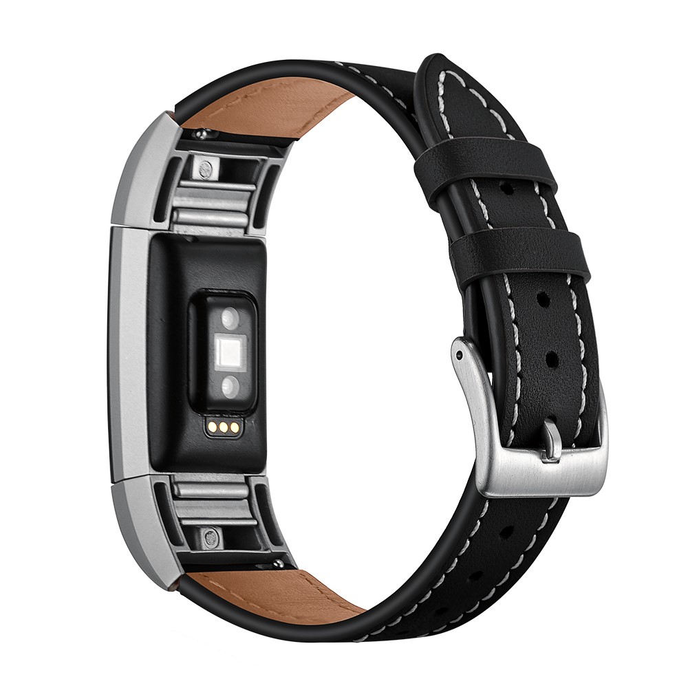 Genuine Leather Coated Smart Watch Band for Fitbit Charge 2 - Black-5