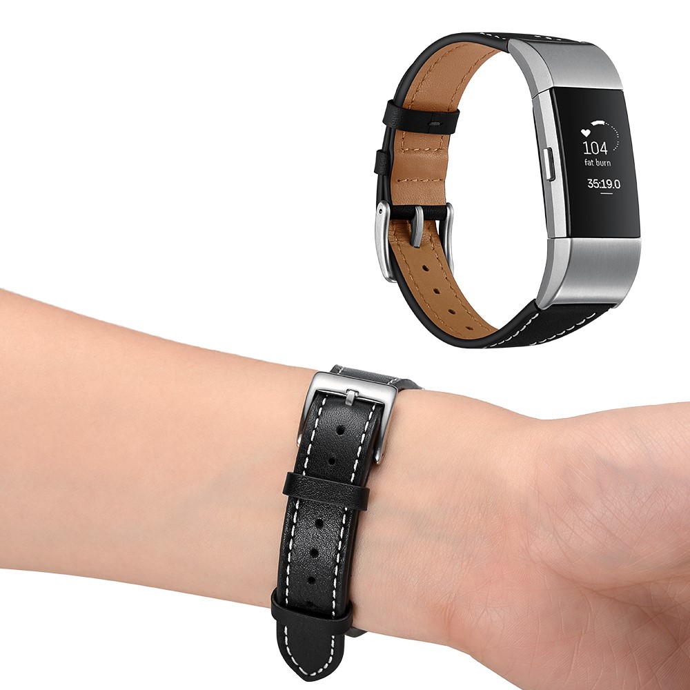 Genuine Leather Coated Smart Watch Band for Fitbit Charge 2 - Black-6