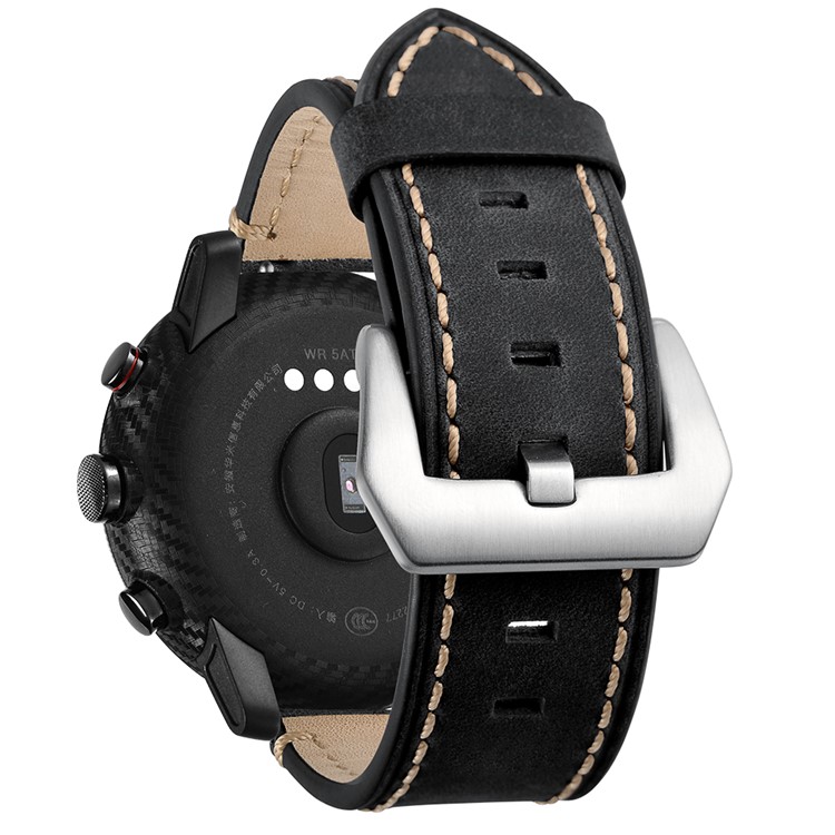 Genuine Leather Smart Watch Band for Huami Amazfit Watch 22mm- Black-4