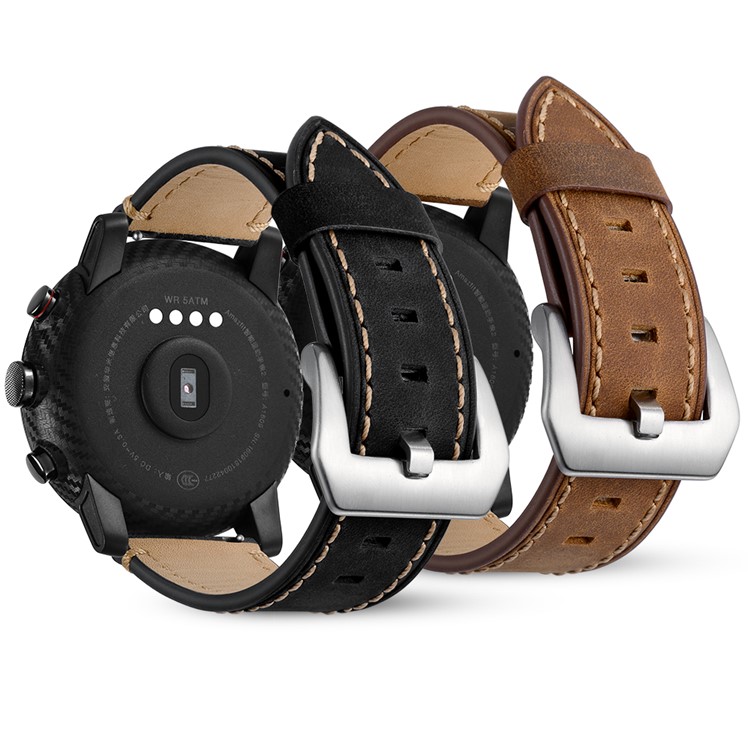 Genuine Leather Smart Watch Band for Huami Amazfit Watch 22mm- Black-8