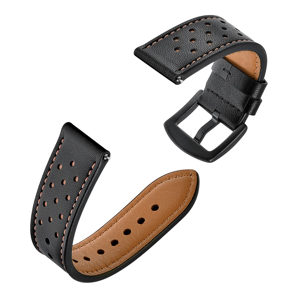 Holes Design Genuine Leather Watch Band 22mm for Huawei Watch GT 2 46mm - Black-6