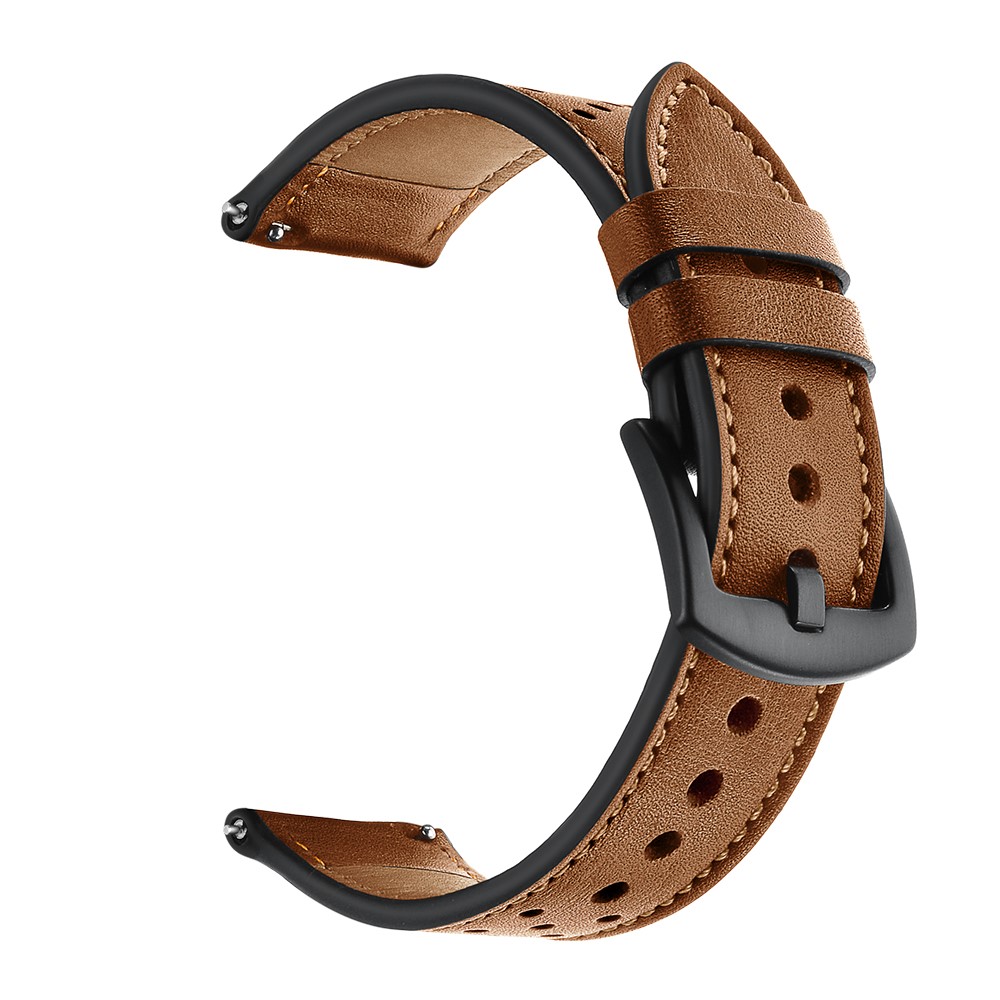 Genuine Leather with Holes Watch Band for Amazfit Bip GTS 20mm - Brown-1